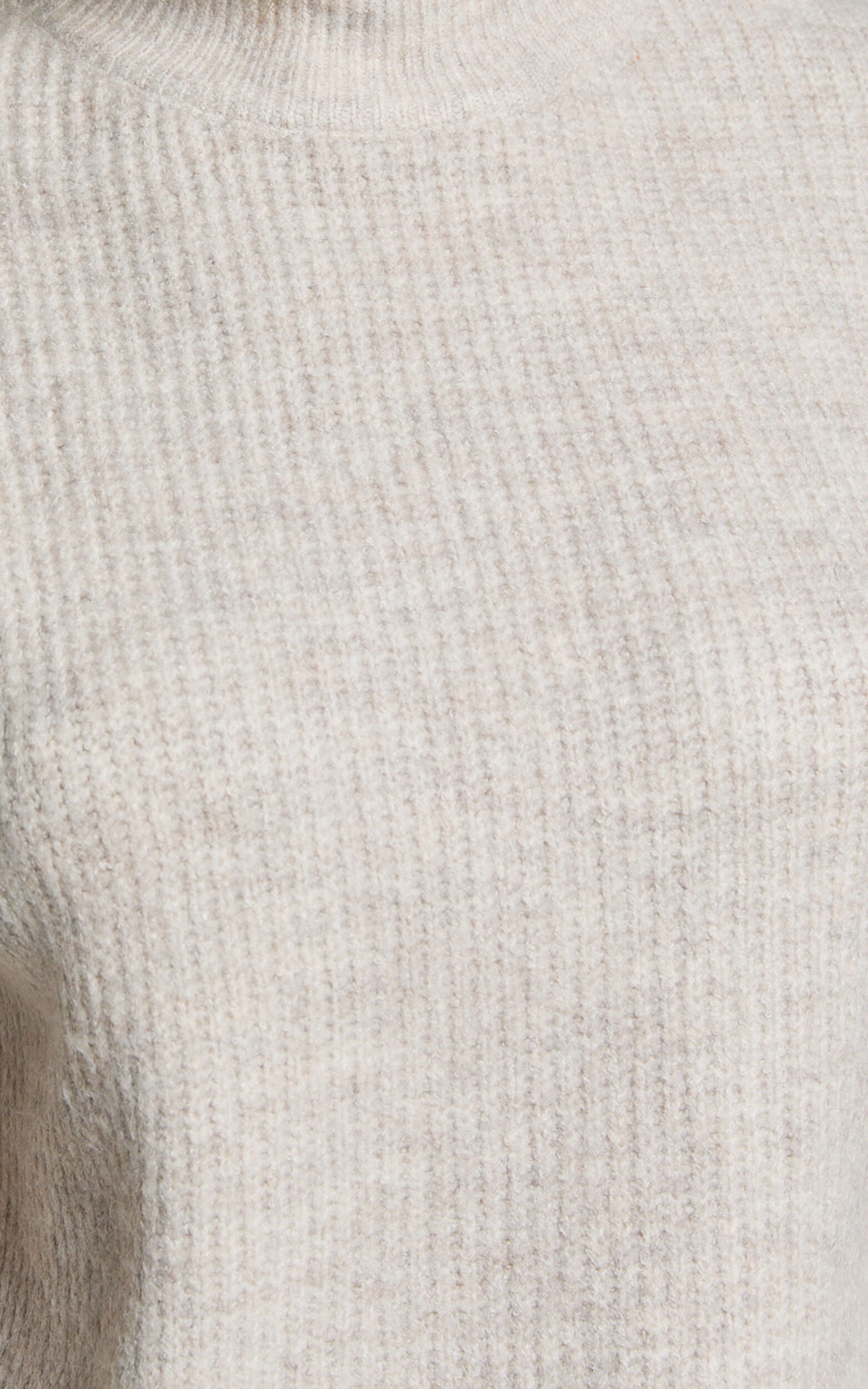 Tianna Mini Dress - Knitted Side Split Jumper Dress in Beige Marl