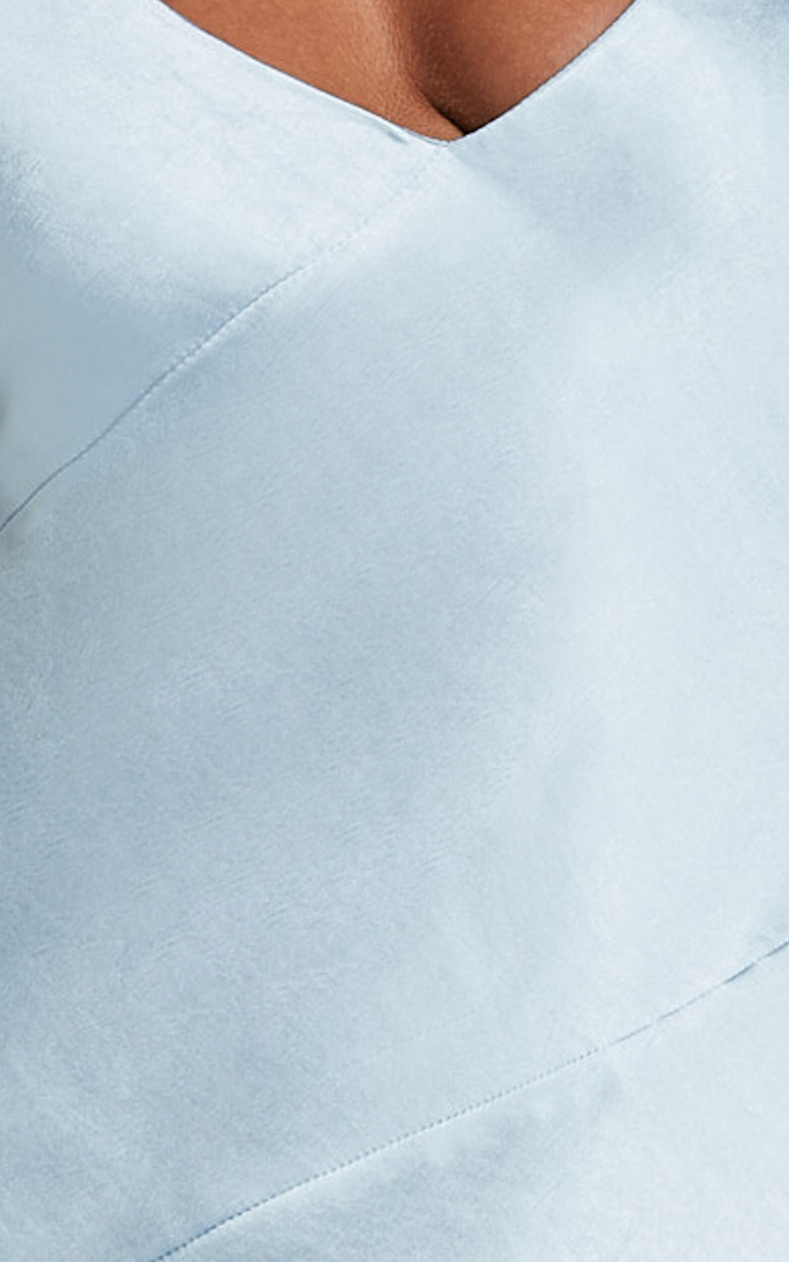 Ylona Maxi Dress - Asymmetric Draped Bias Cut Satin Slip Dress in Ice Blue