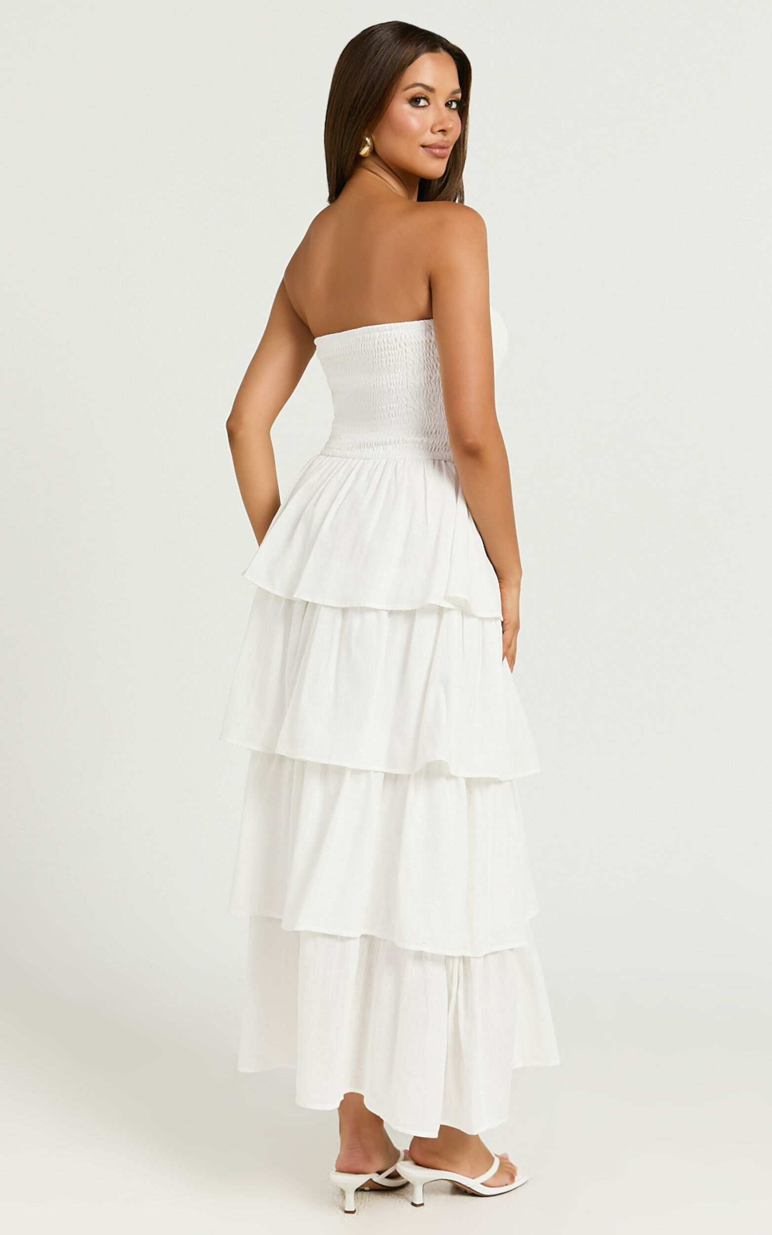 Sezane Maxi Dress - Strapless Tiered Dress in White
