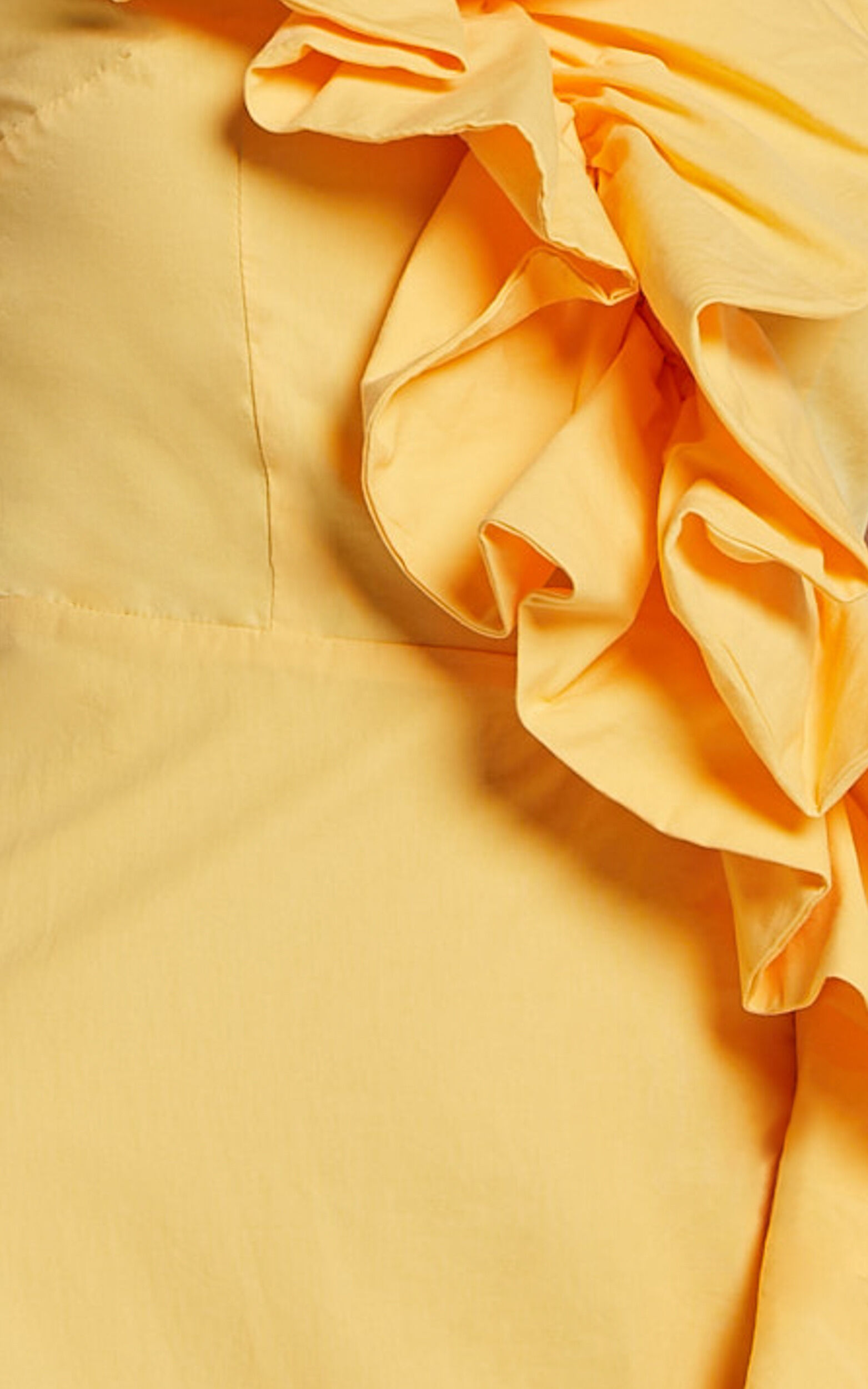 Rita Midi Dress - One Shoulder Ruffle Detail Dress in Yellow