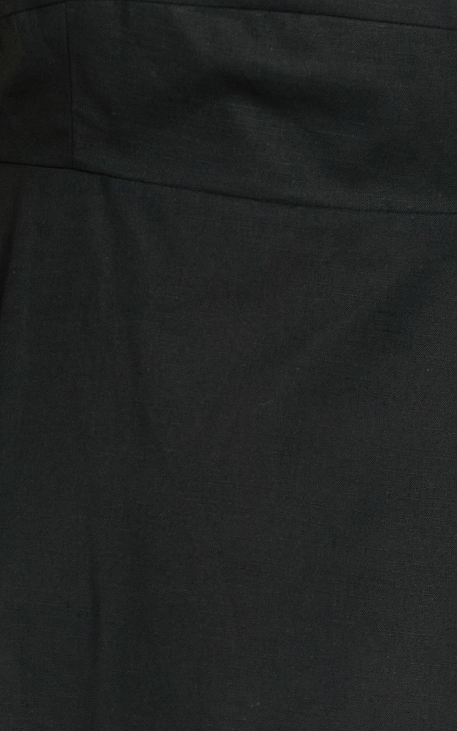 Brette Midi Dress - Linen Straight Neck Strappy Fit And Flare Dress in Black