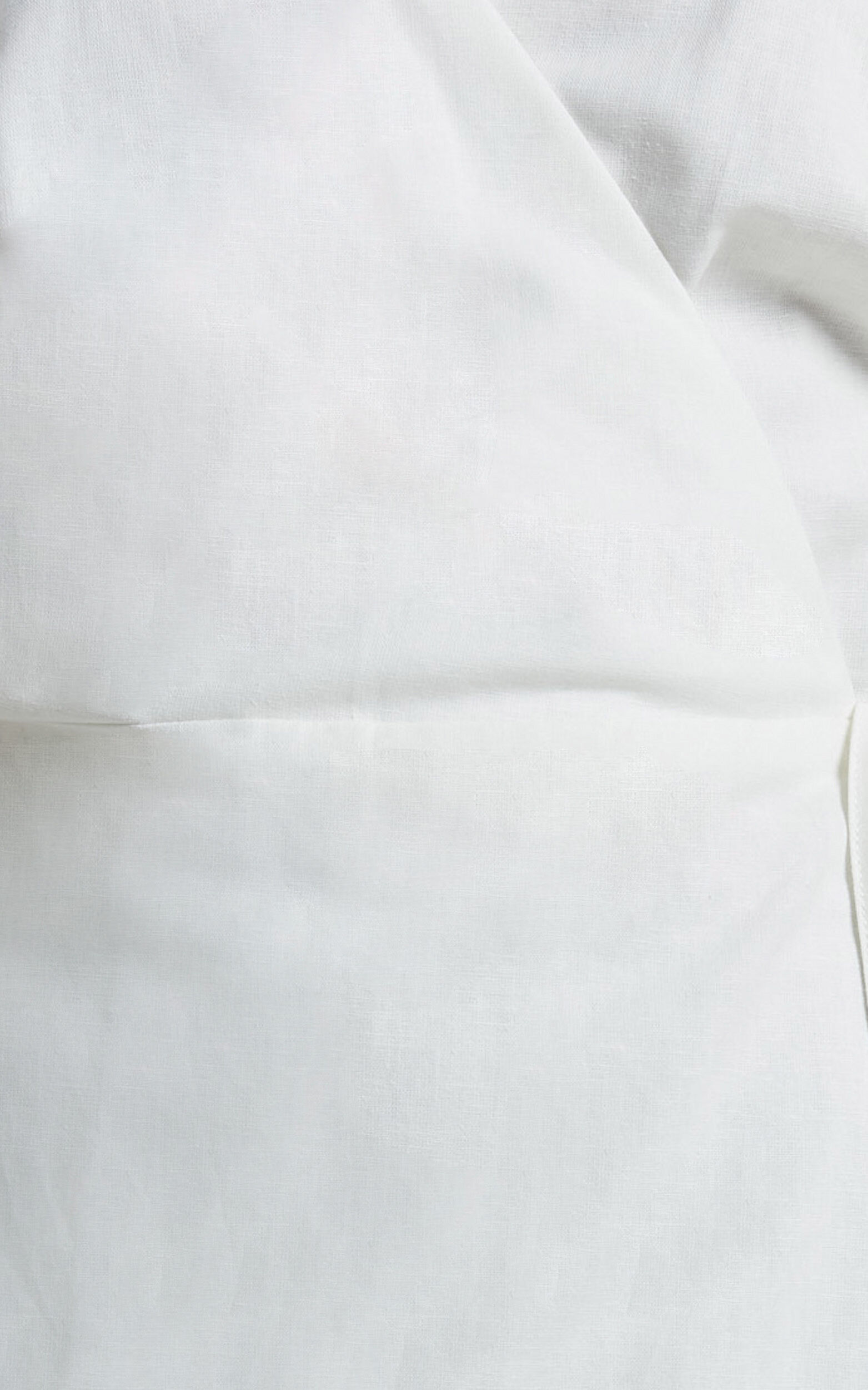 Amalie The Label - Santana Linen Blend Puff Sleeve Wrap Midi Dress in White