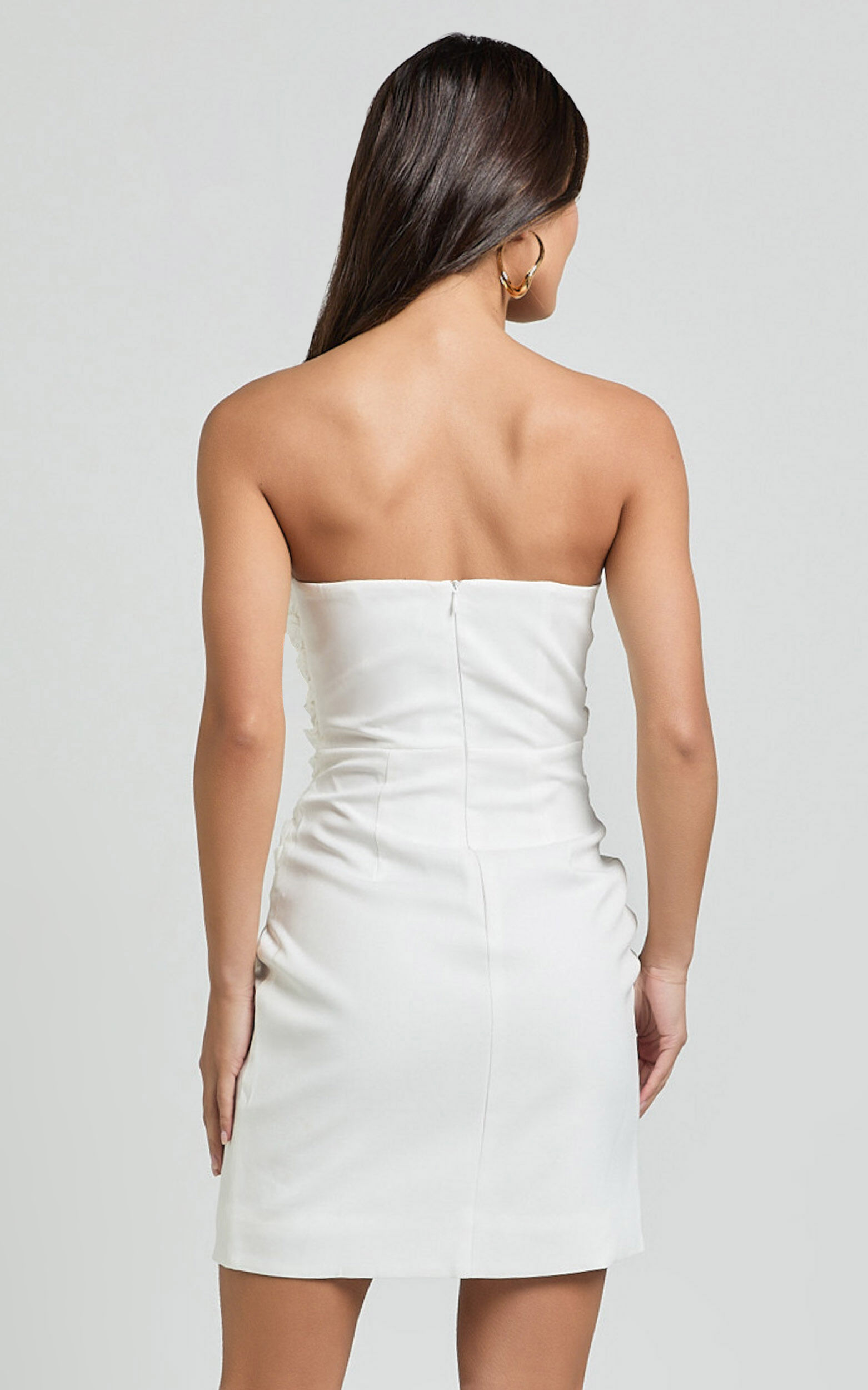 Akara Mini Dress - Strapless Wrap Dress in White