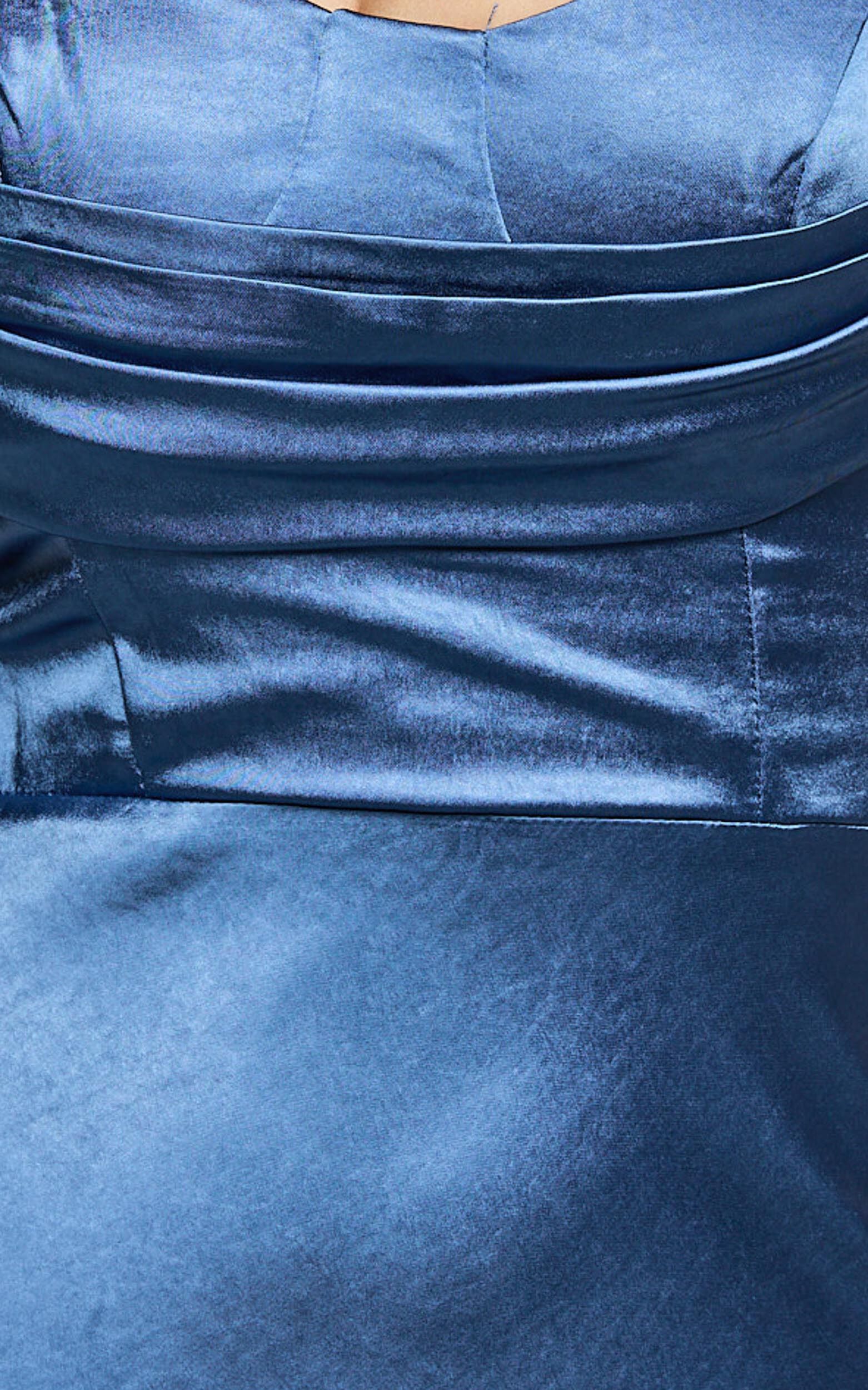 Brody Midi Dress - High Split Bodice Slip Dress in Steel Blue