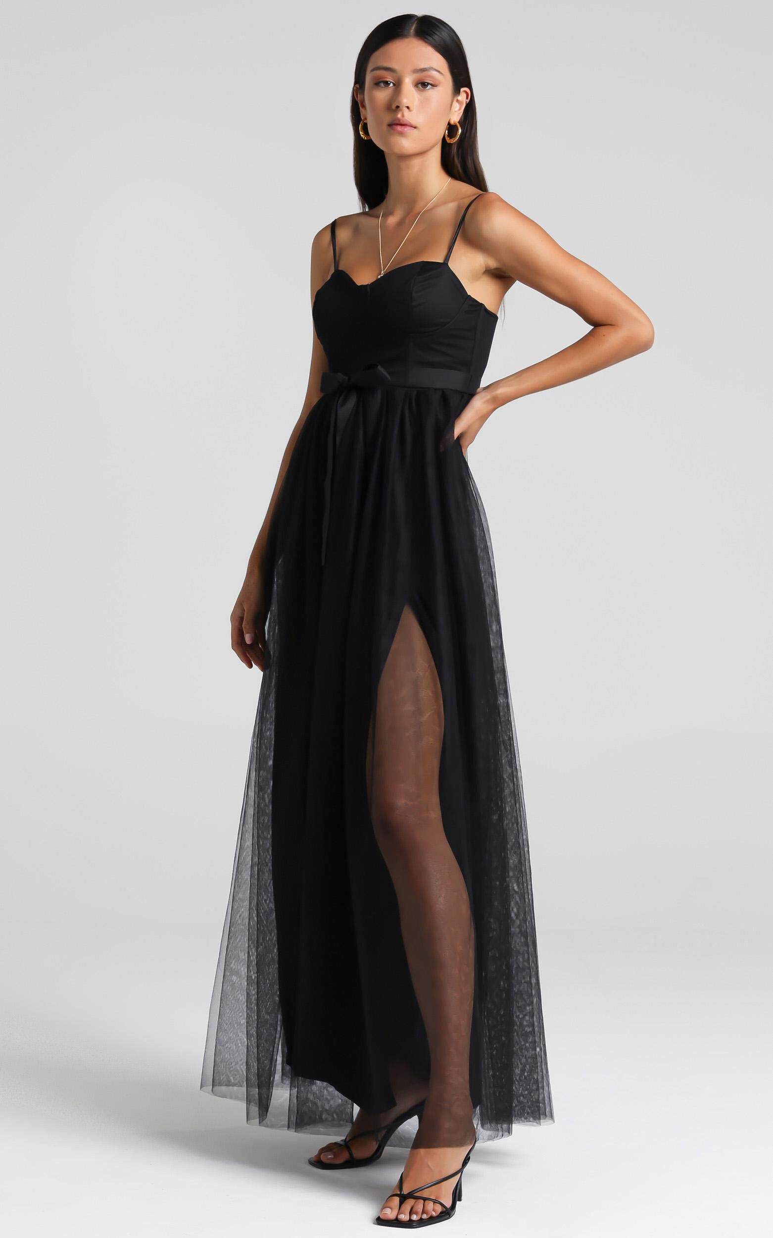 At The Altar Midi Dress - Bodice Dress in Black