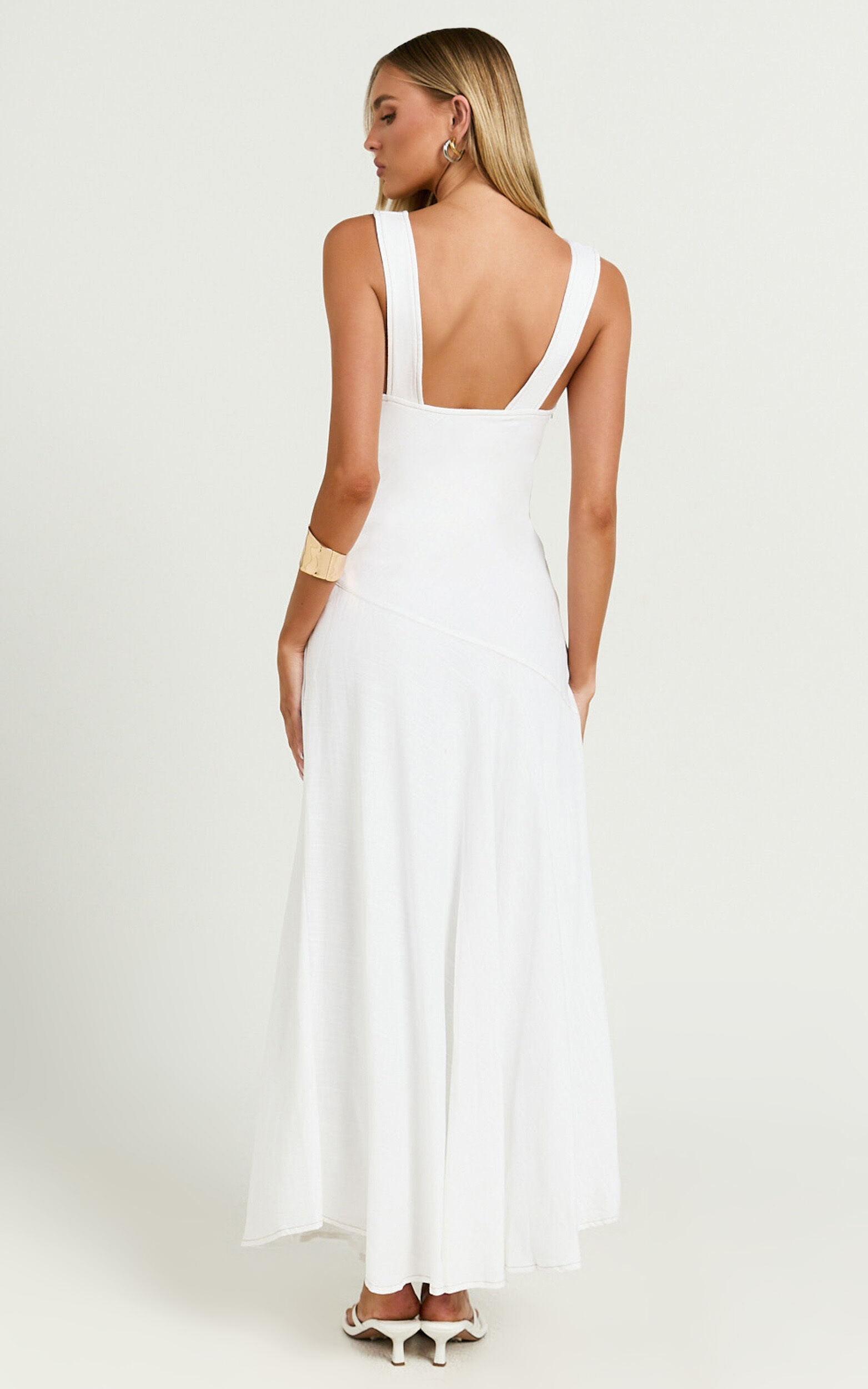 Virgie Maxi Dress - V Neck Drop Waist Dress in White