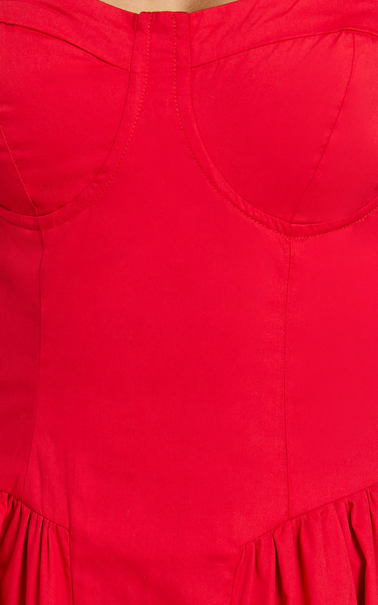 Mhissa Midi Dress - Sweetheart Neck  Fit & Flare Dress in Red