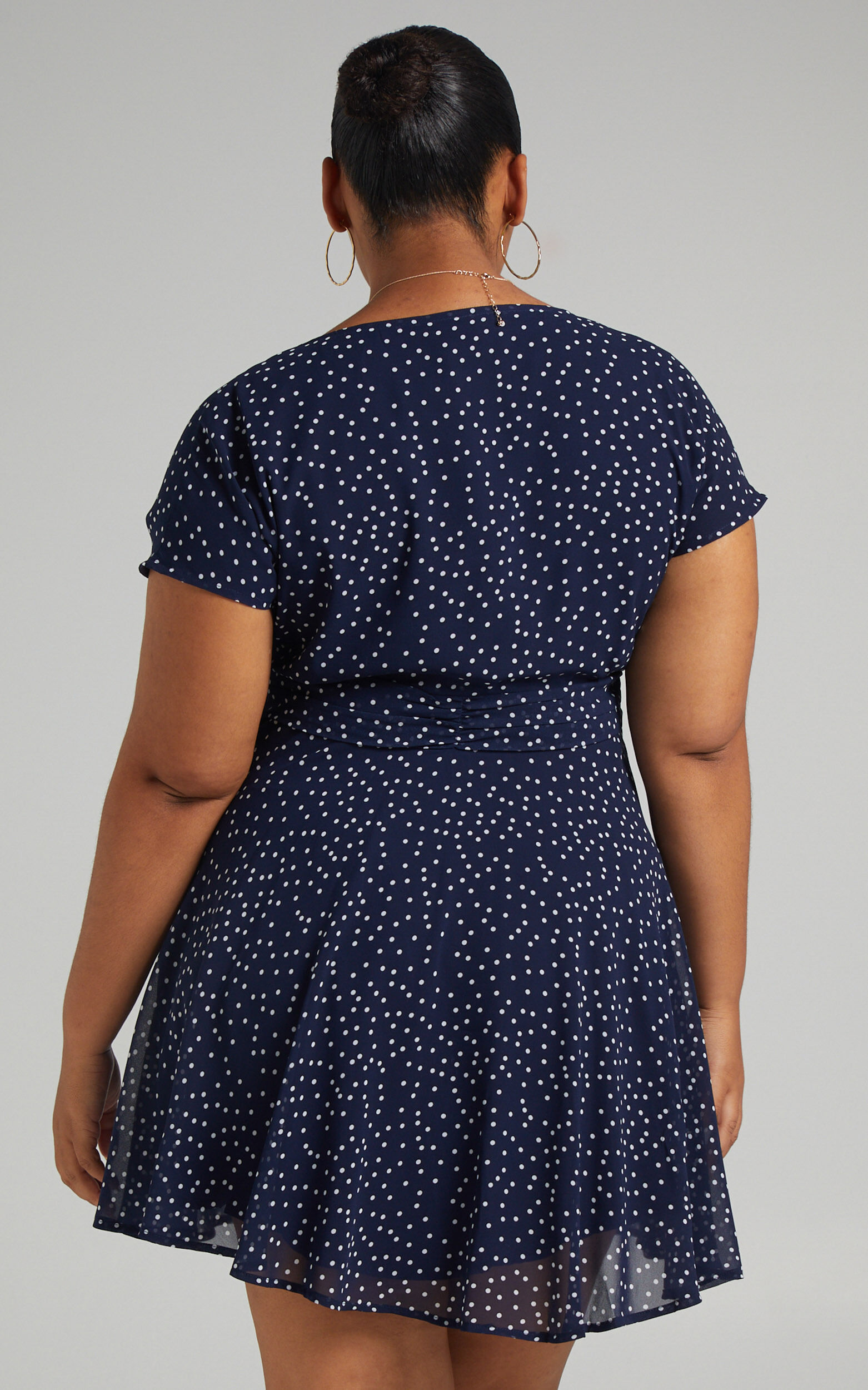 Hey Now Mini Dress - A line Dress in Navy Spot