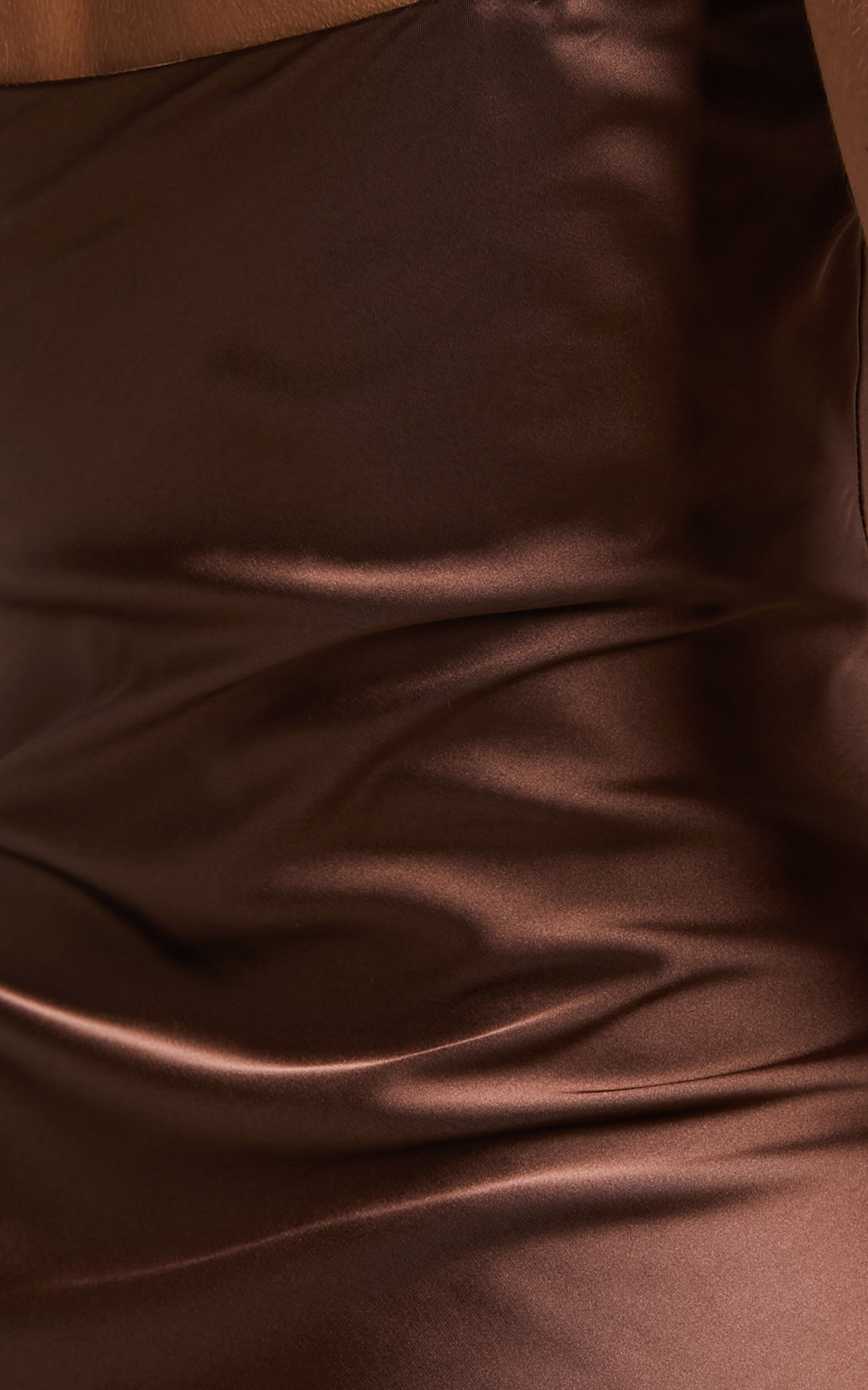 Flordeliza Midi Dress - Cowl Neck Thigh Slit Slip Dress in Chocolate