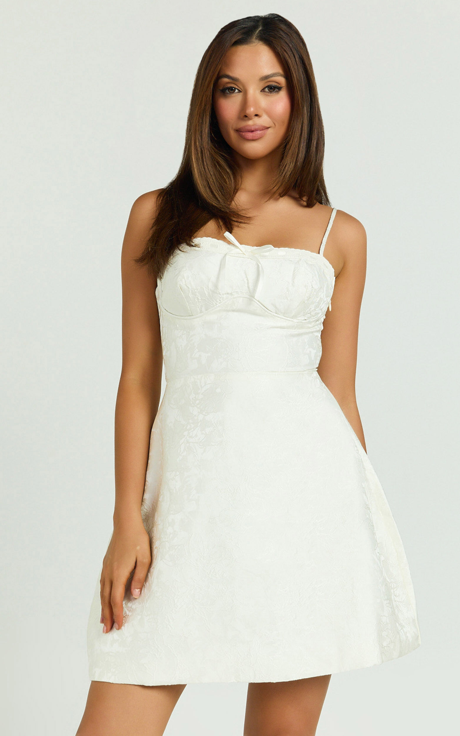 Mavic Mini Dress - Tie Detail Bust Dress in White