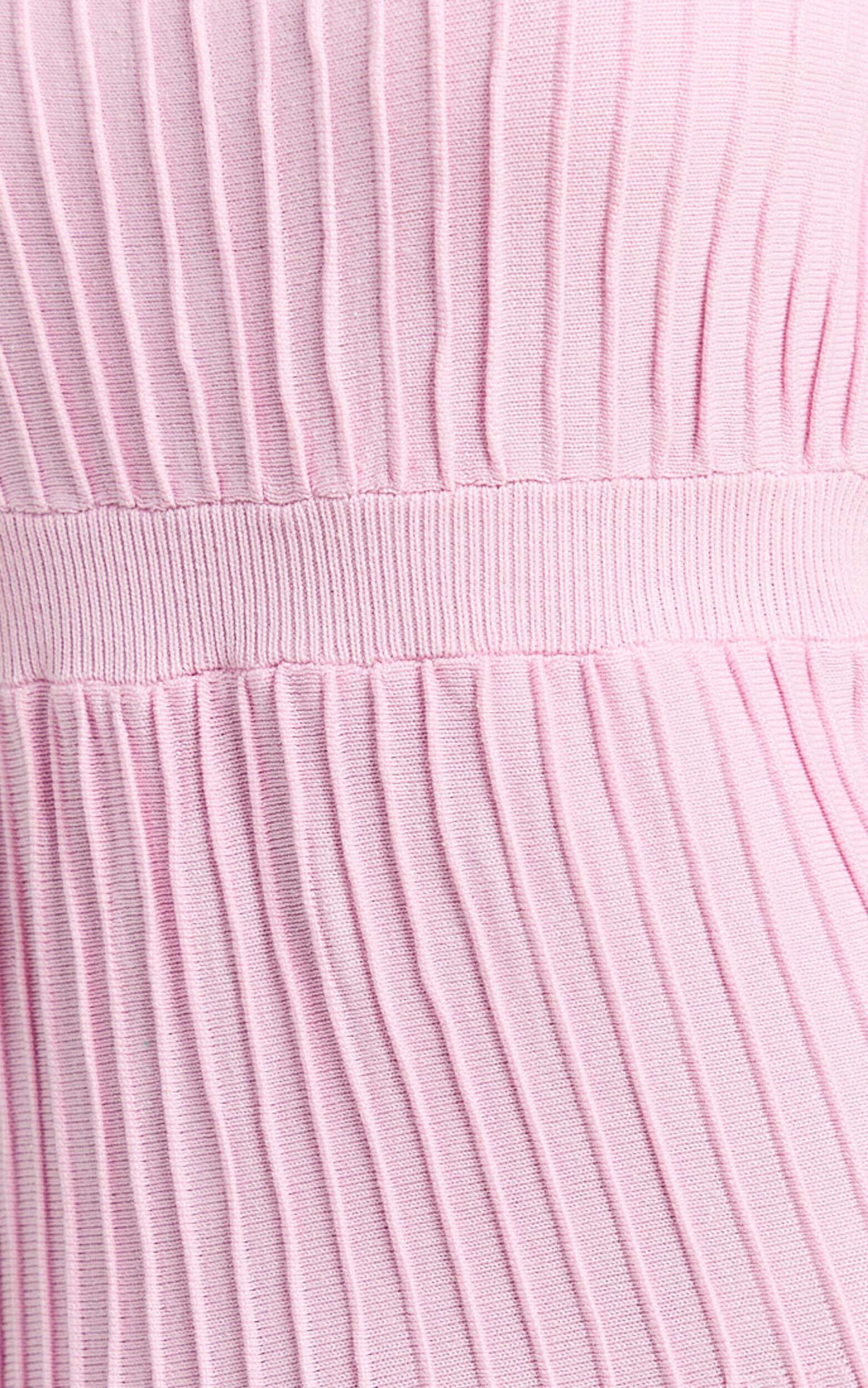 Donissa Midi Dress - Panelled Knit Dress in Pale Pink