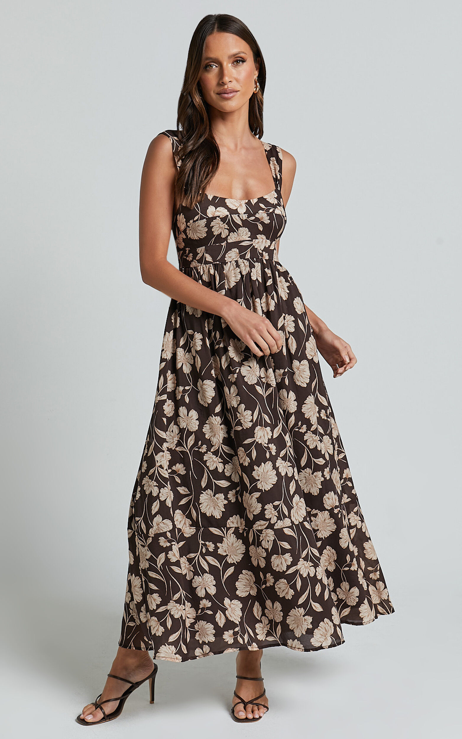 Amalie The Label - Kai Double Tie Back Midi Dress in Sahara Print