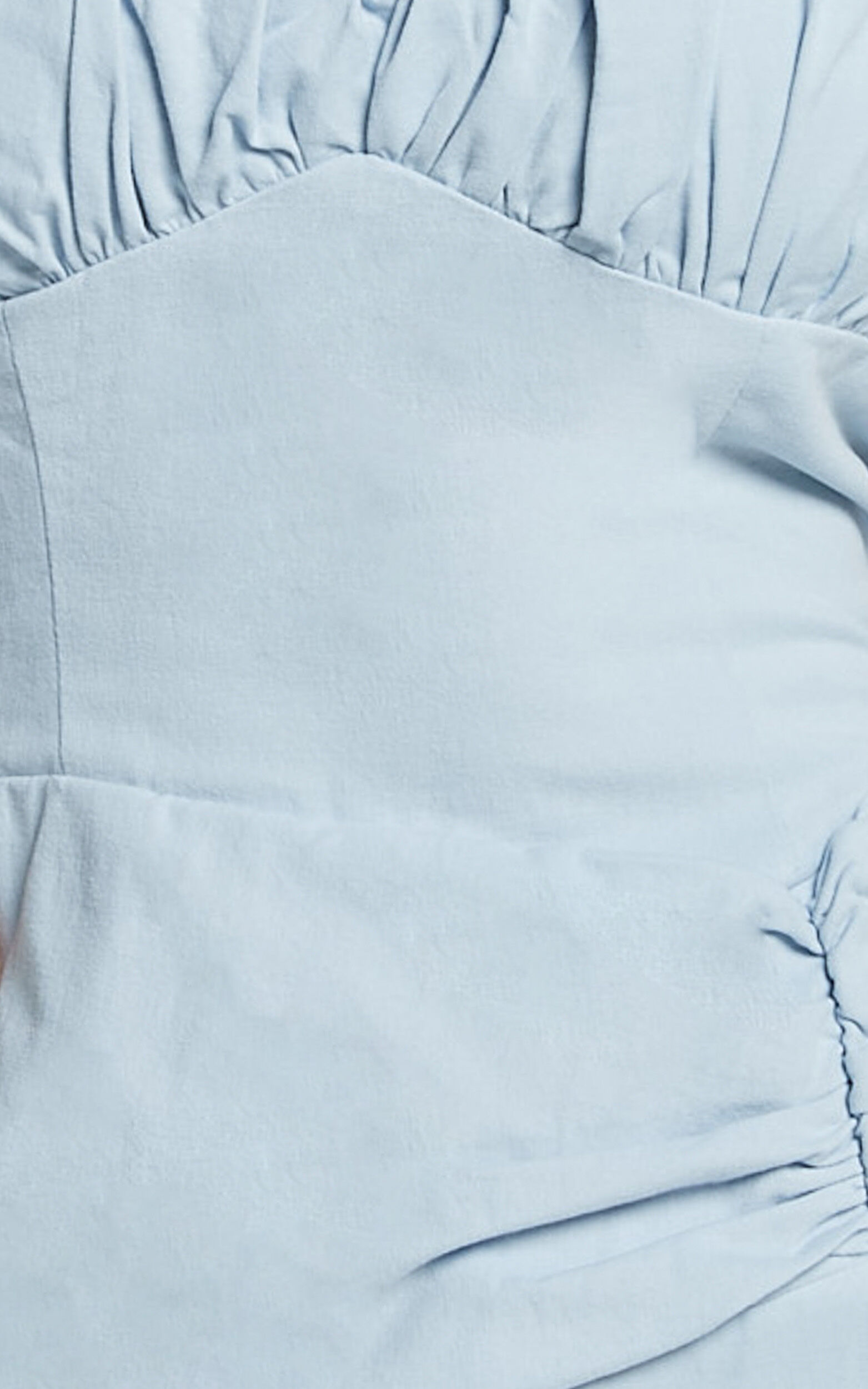 Zora Midi Dress - Halter Ruched Bust Slip Dress in Pale Blue