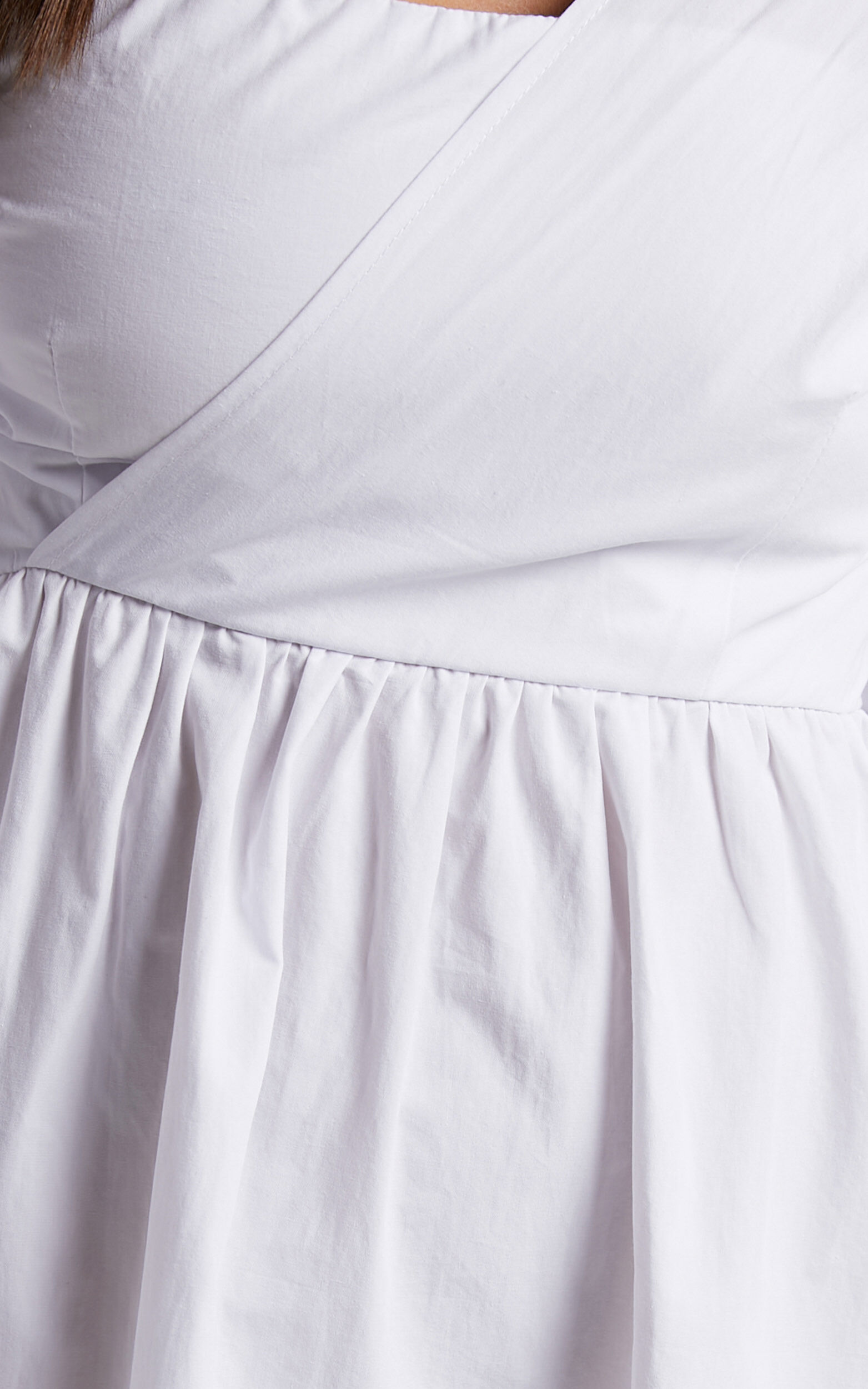 Sula Mini Dress - Asymmetric Off One Shoulder Puff Sleeve Dress in White