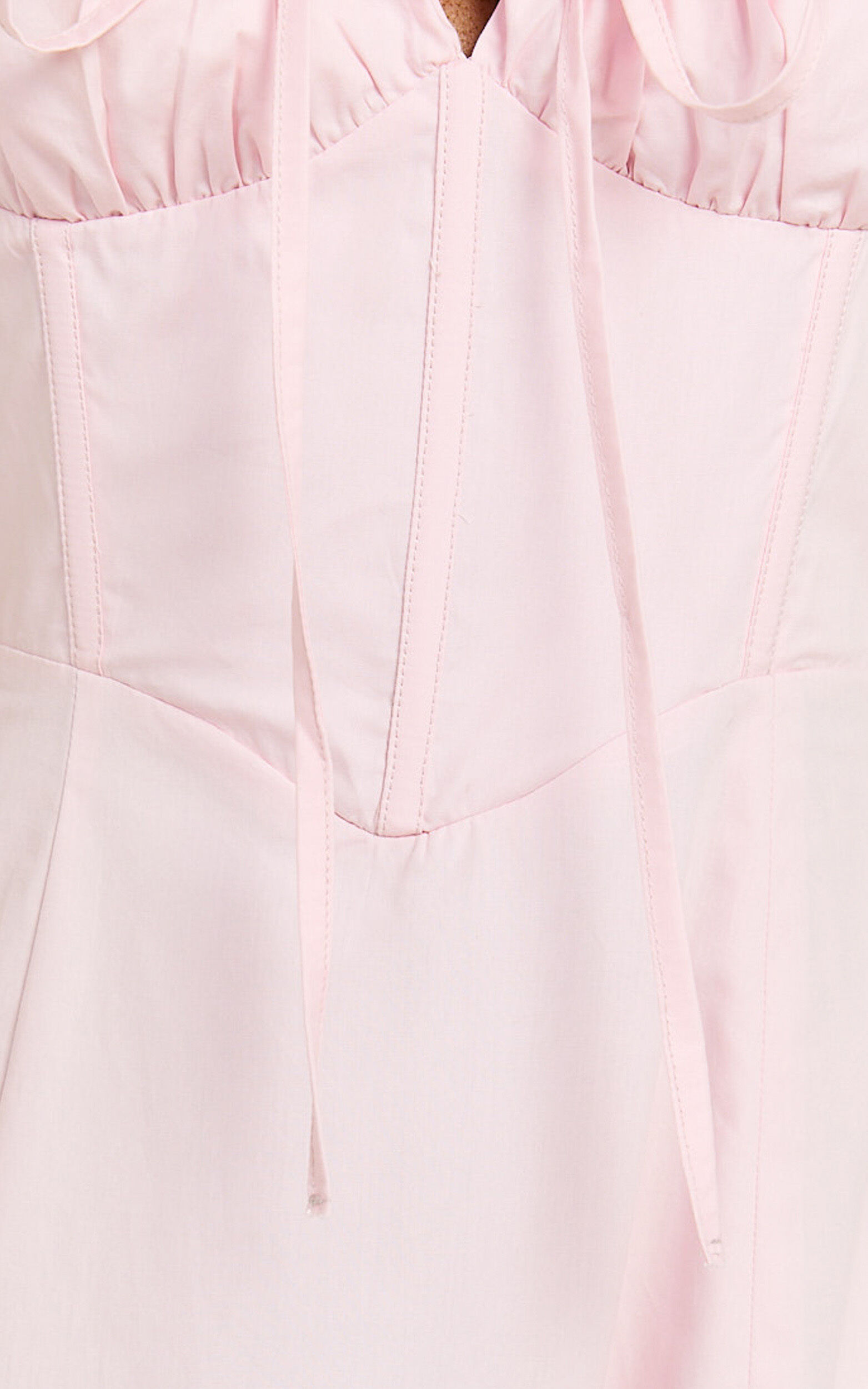 Maiya Midi Dress - Tie Front Fitted Bodice Dress in Soft Pink