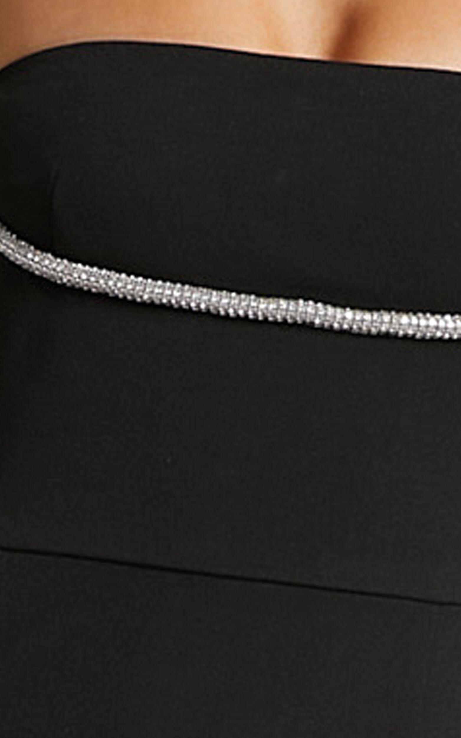 Sharley Midi Dress - Diamante Detail Pencil Dress in Black