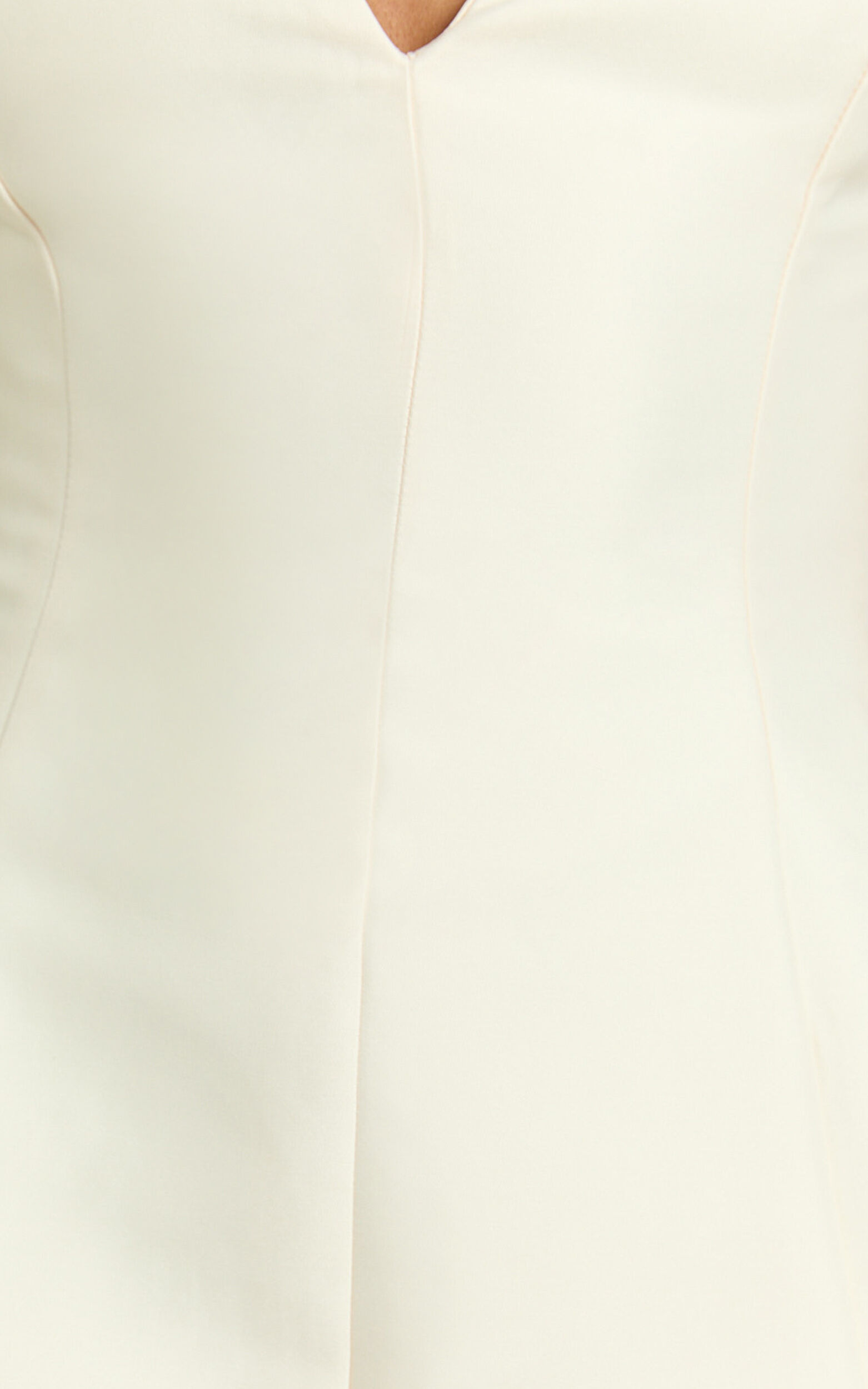 Sheeran Mini Dress - Plunge A Line Dress in Cream