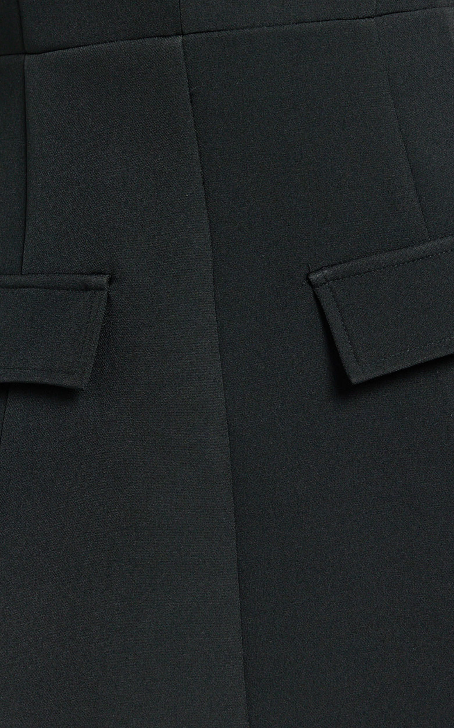 Zareena Mini Dress - V Neck Structured Tulip Pocket Detail Dress in Black