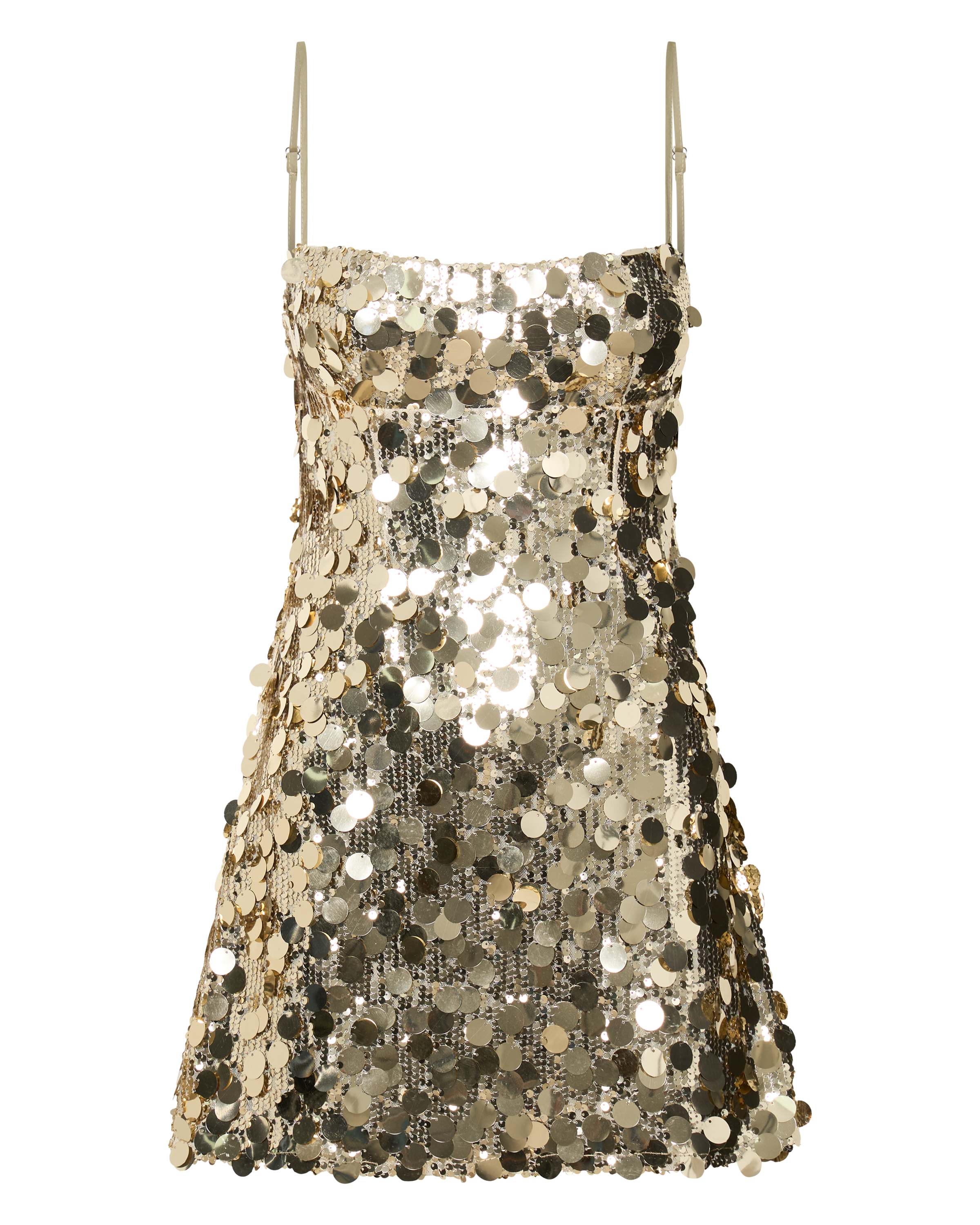 Cleo Mini Dress - Circle Sequin Mini Dress in Light Gold
