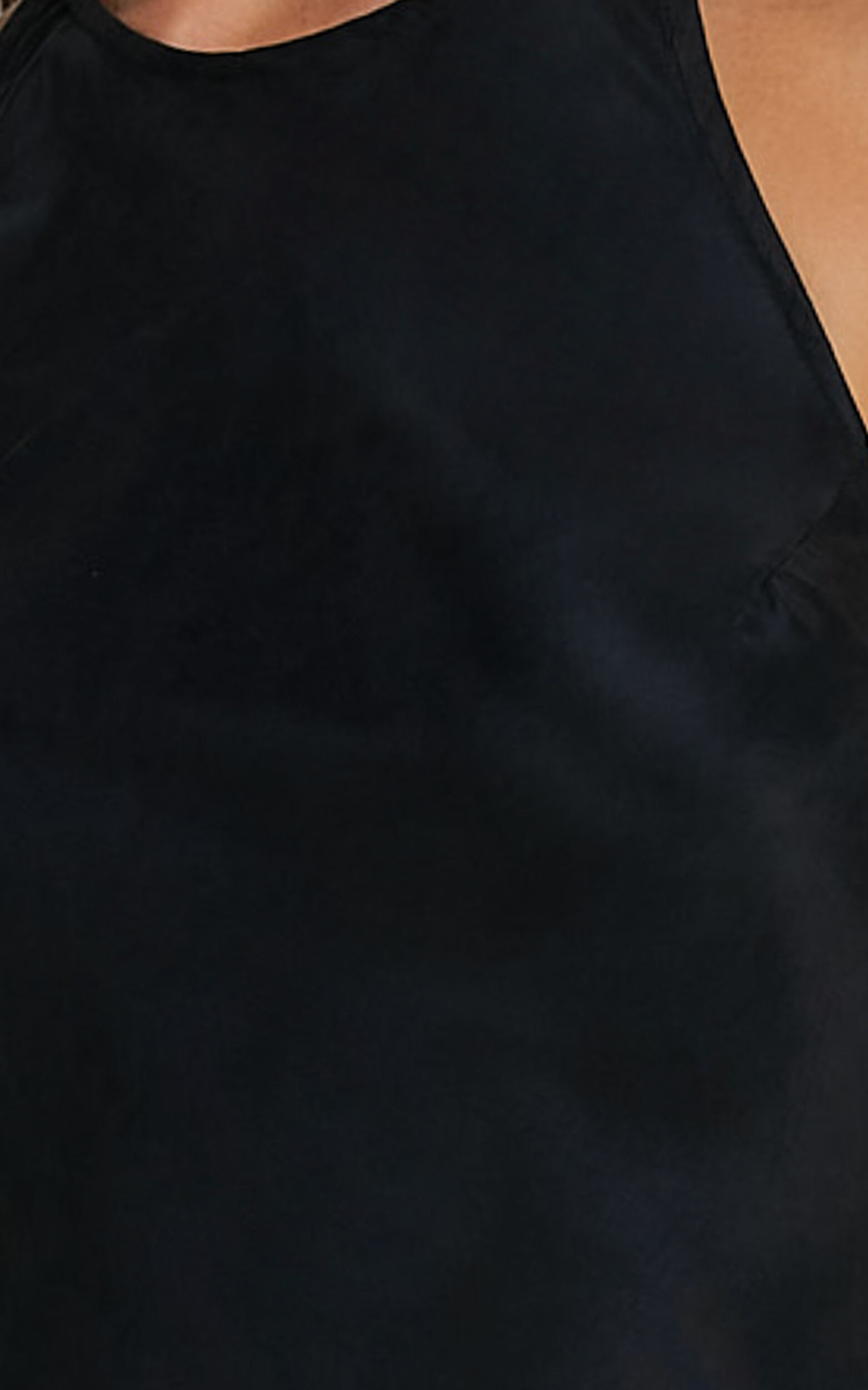 Irvine Midi Dress - Racer Neck Slip Dress in Black