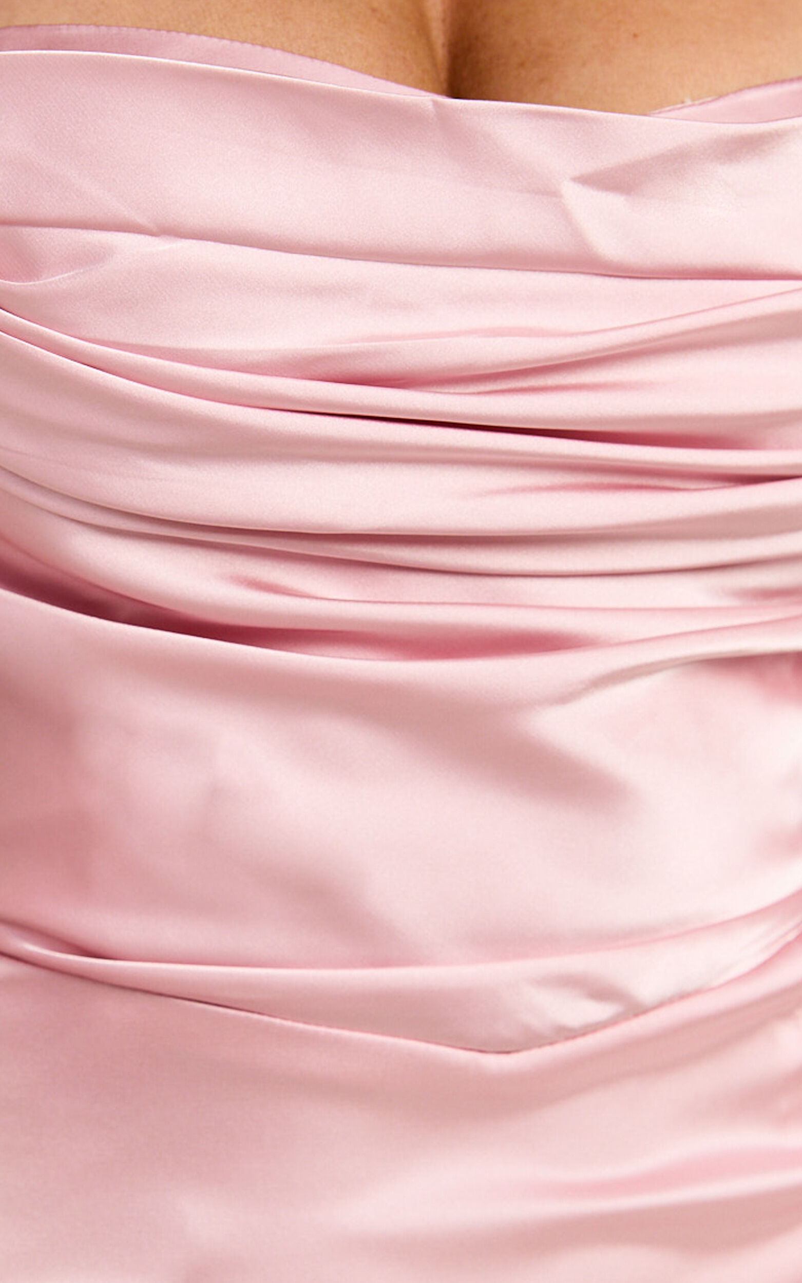 Tony Midi Dress - Frill Front Cowl Neck Dress in Pale Pink