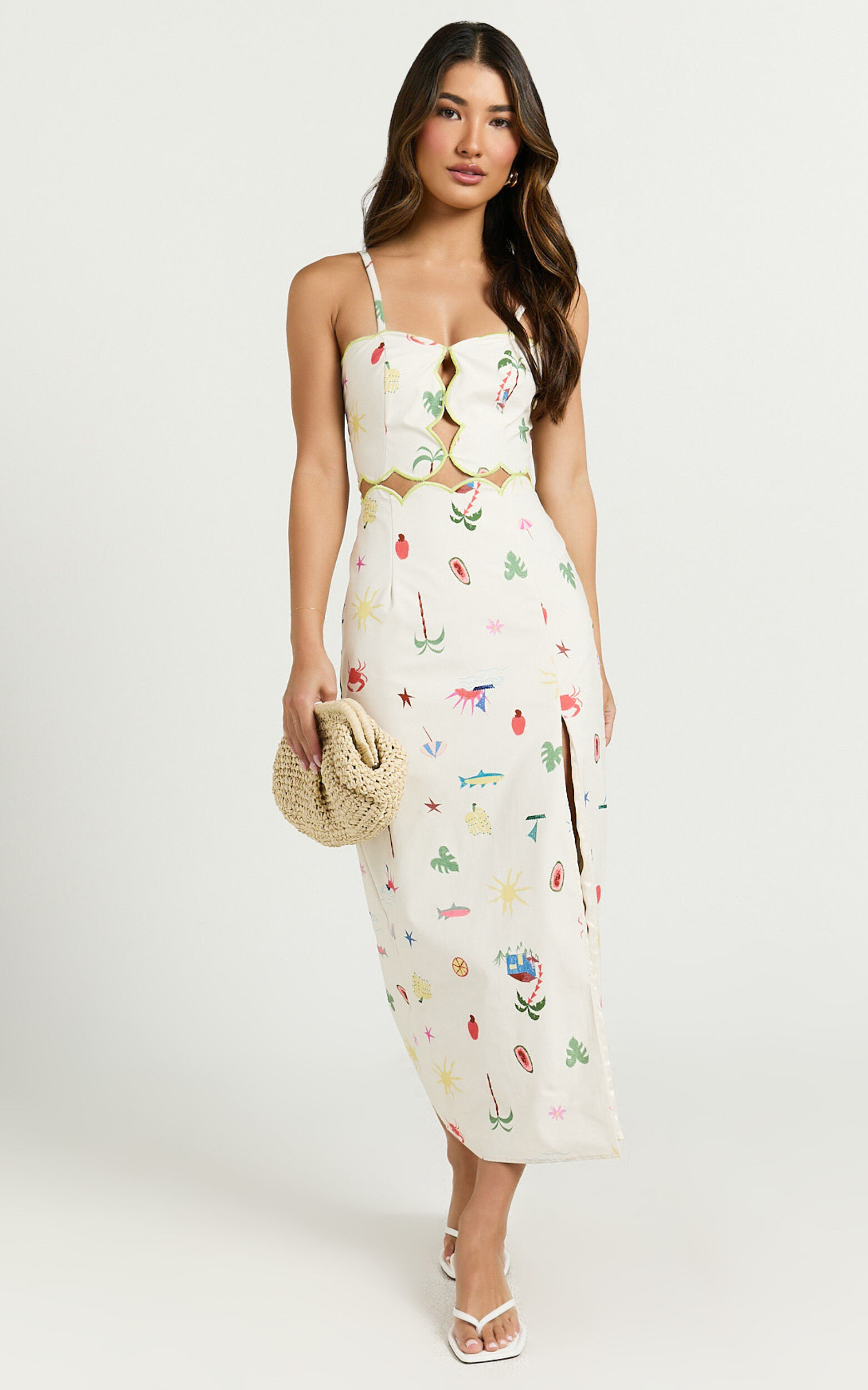 Amalie The Label - Malia Lace Up Back Midi Dress in Tropical Oasis Print