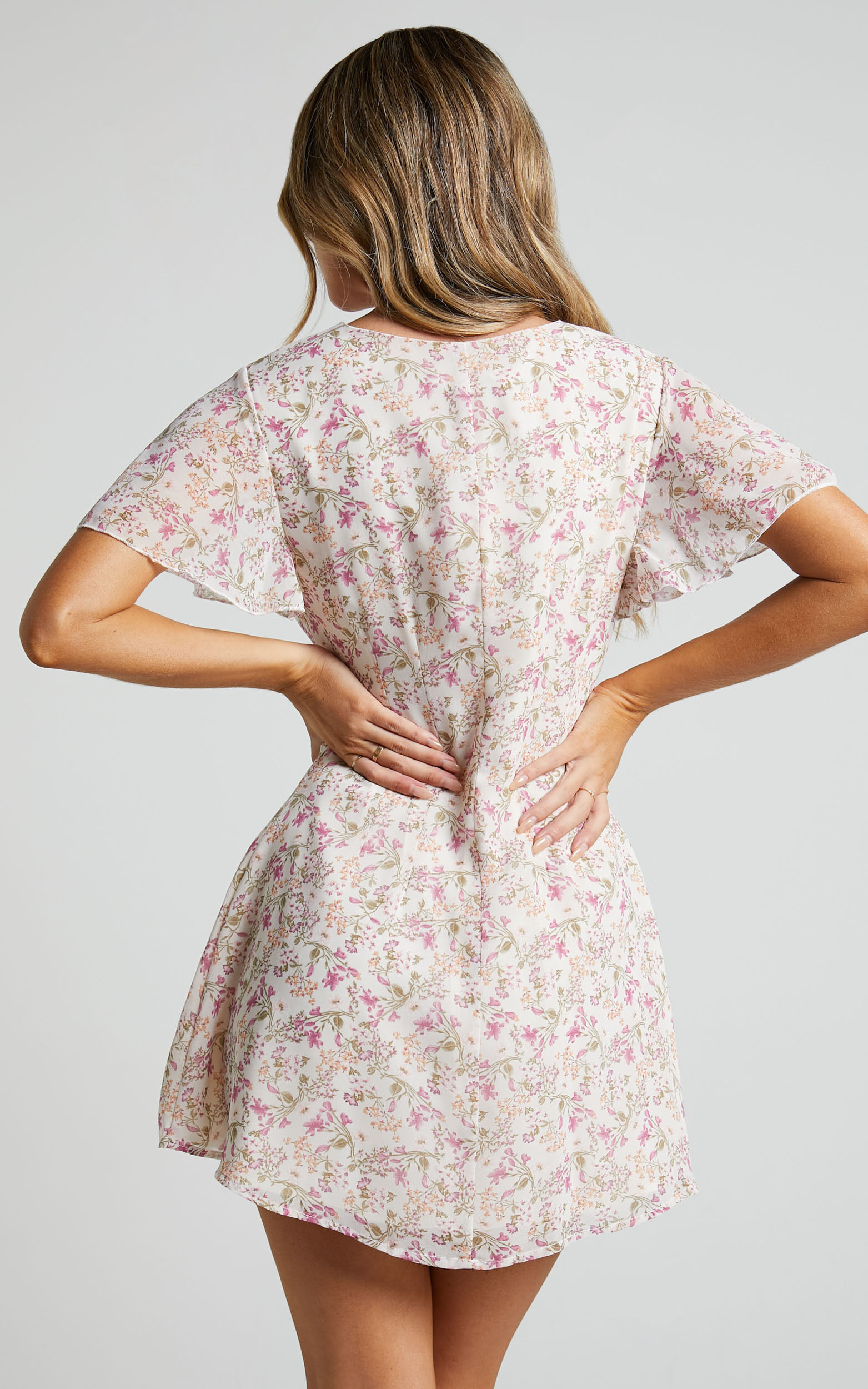 Maximum Potential Mini Dress - Button Up Dress in Purple Floral