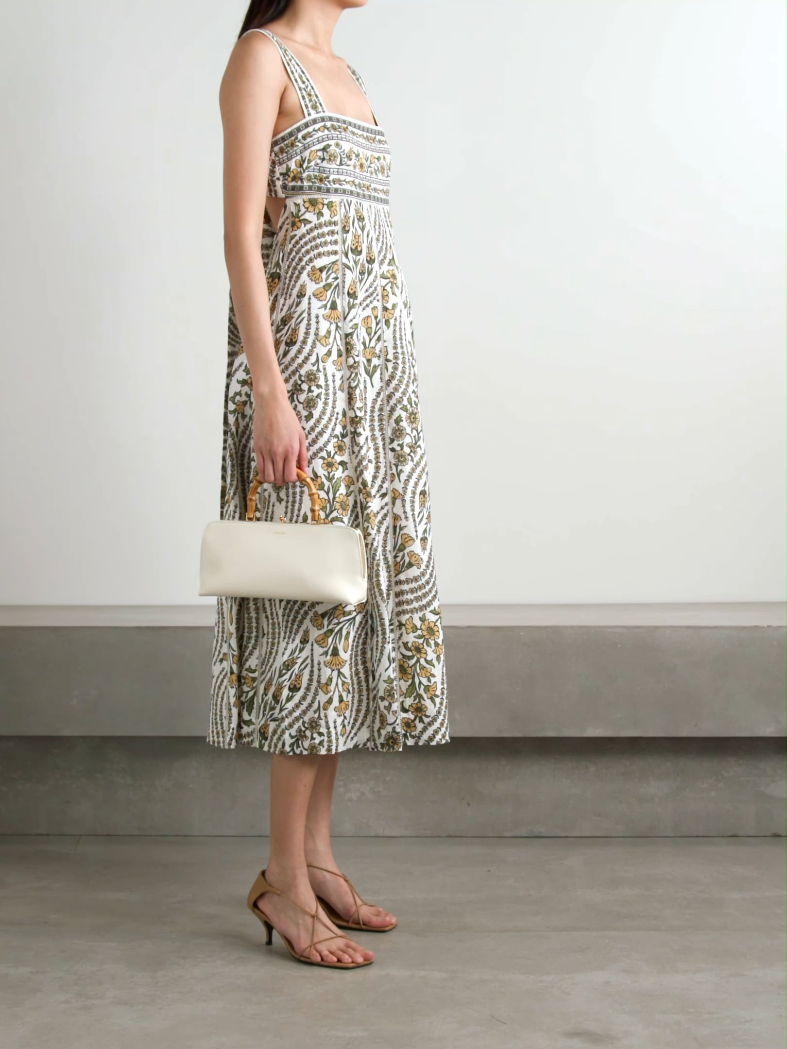 Rye open-back floral-print linen midi dress