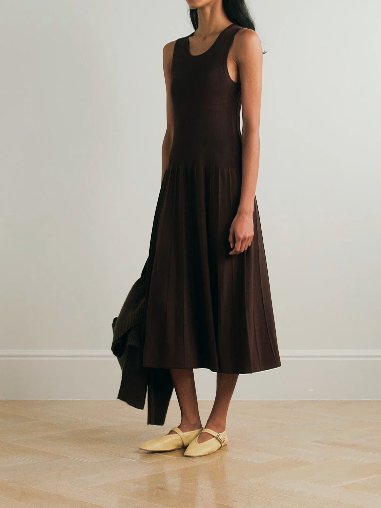 Ribbed-knit midi dress