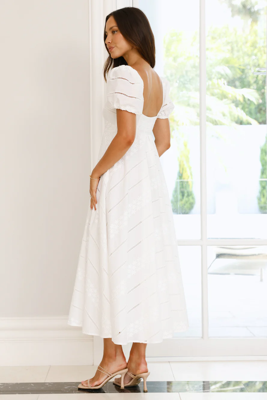 Honeysuckle Haven Maxi Dress White