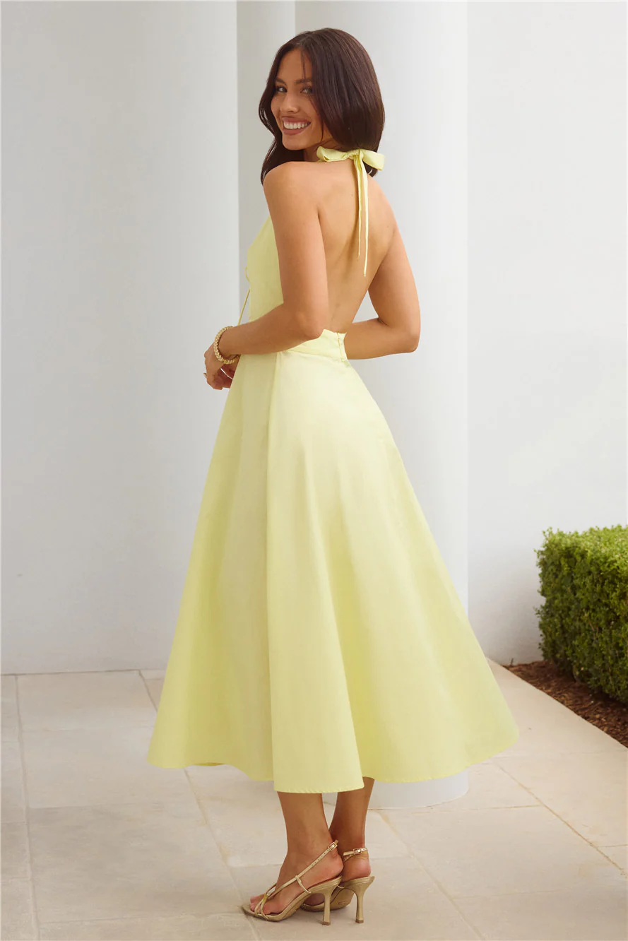 Sands Of Splendor Halter Maxi Dress Lemon