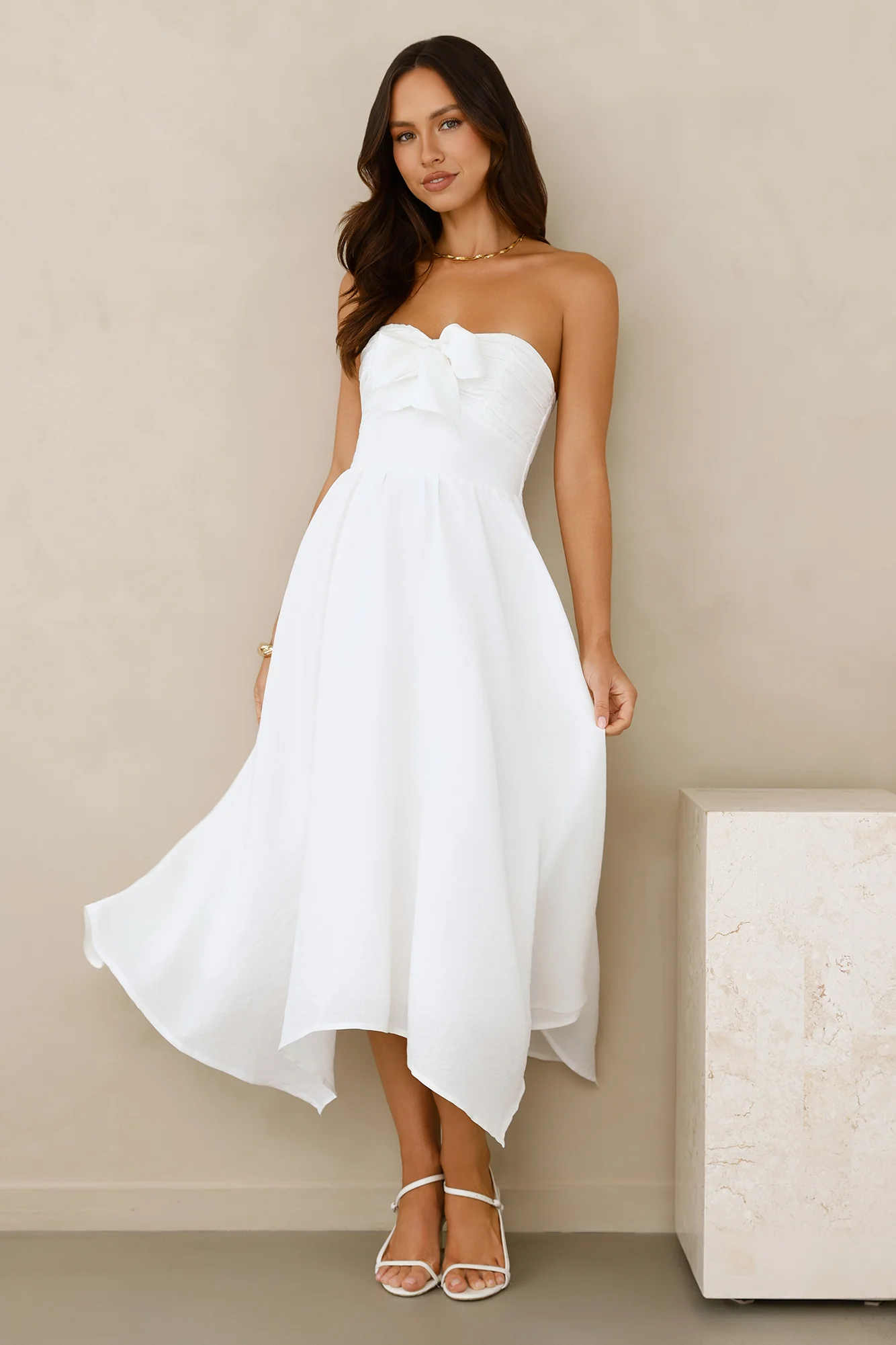 Saltwater Soul Strapless Midi Dress White
