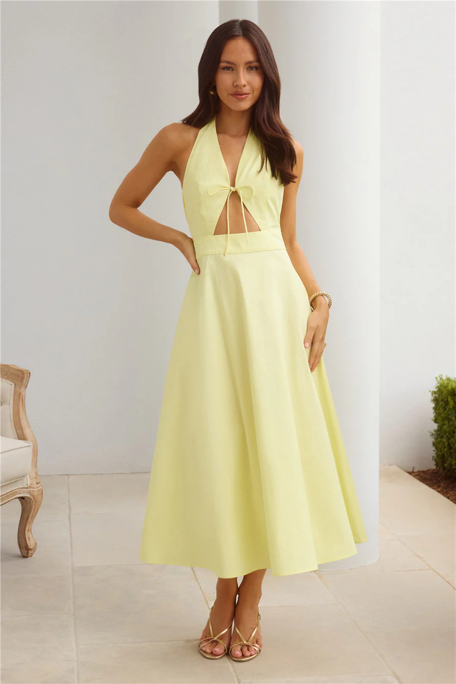 Sands Of Splendor Halter Maxi Dress Lemon