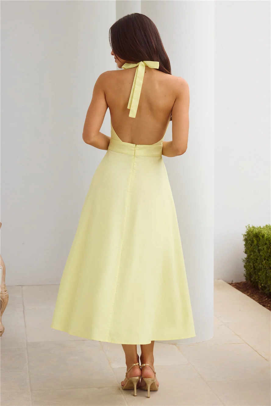 Sands Of Splendor Halter Maxi Dress Lemon