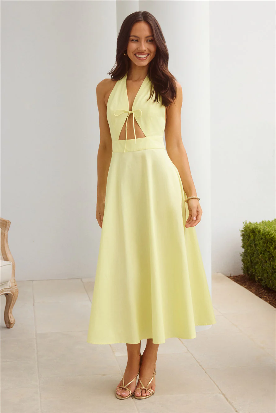 Sands Of Splendor Halter Maxi Dress Lemon